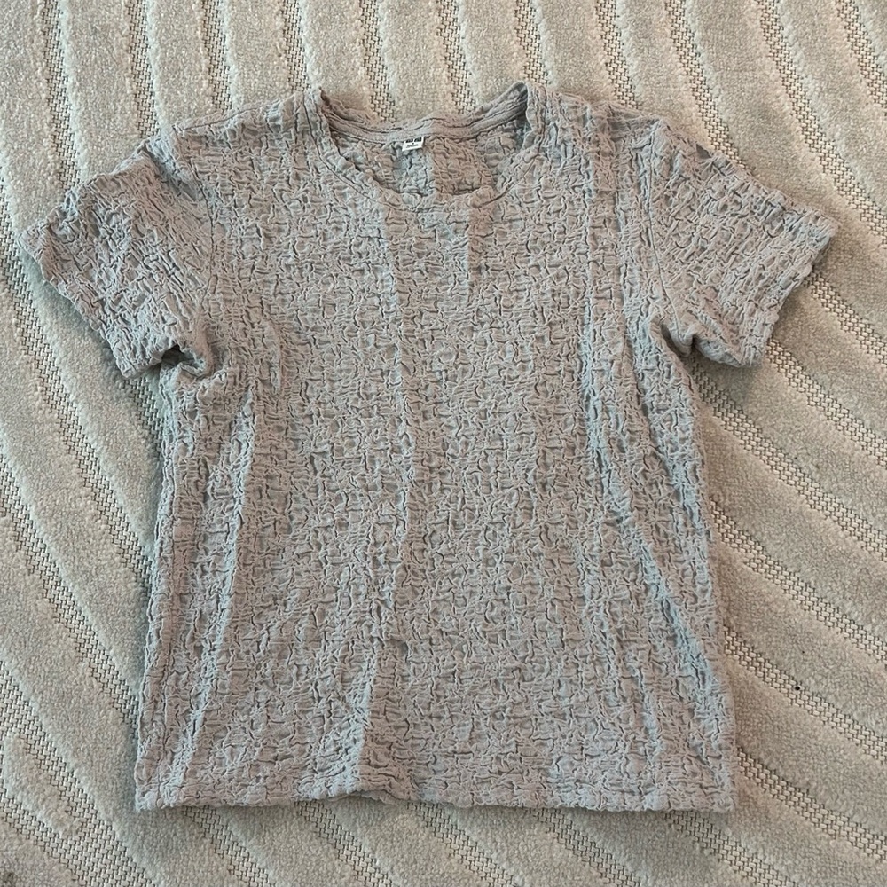 Uniqlo Shirred Short Sleeve T-Shirt in Light Grey - S - Picture 2 of 9